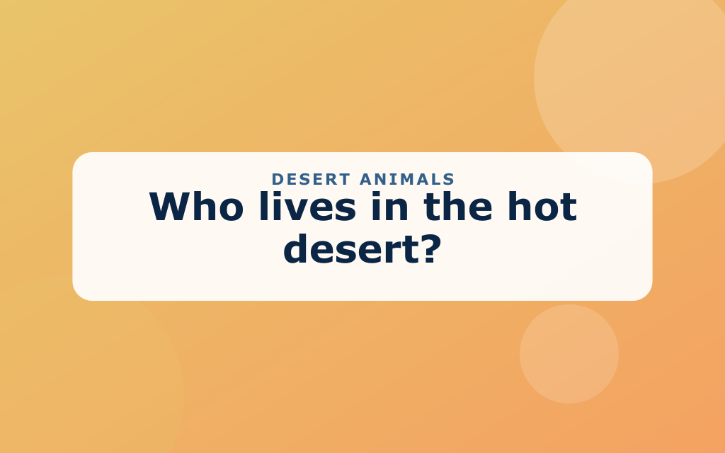 Cartoon desert with a camel, cactus, coyote, and lizard