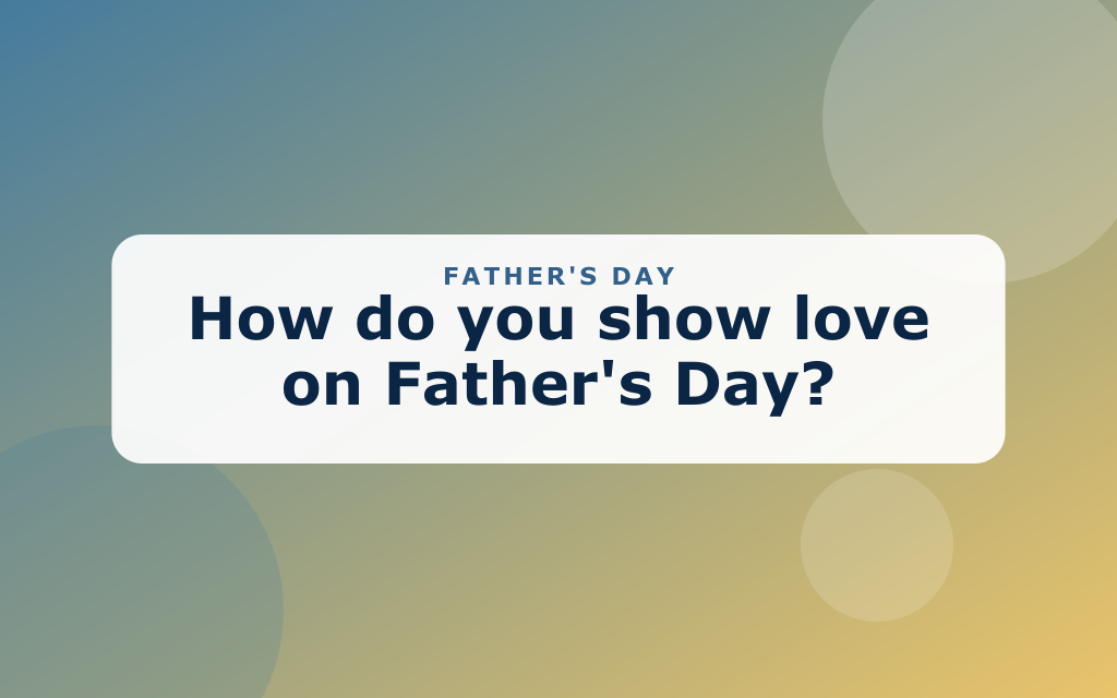Cartoon Father's Day scene with a child giving a card and tie to a dad