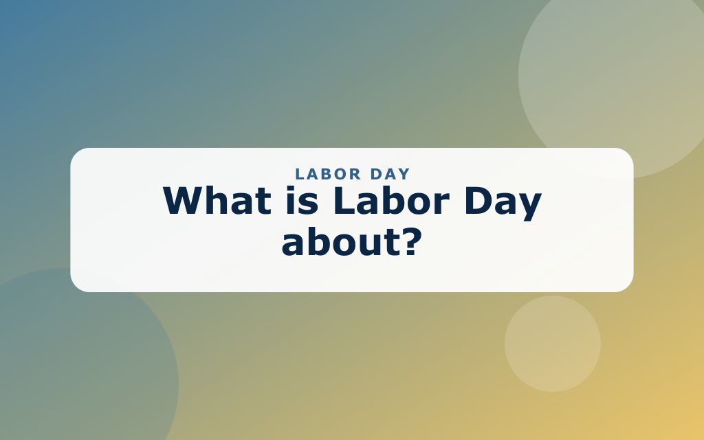 Cartoon Labor Day scene with workers, a picnic, and tools