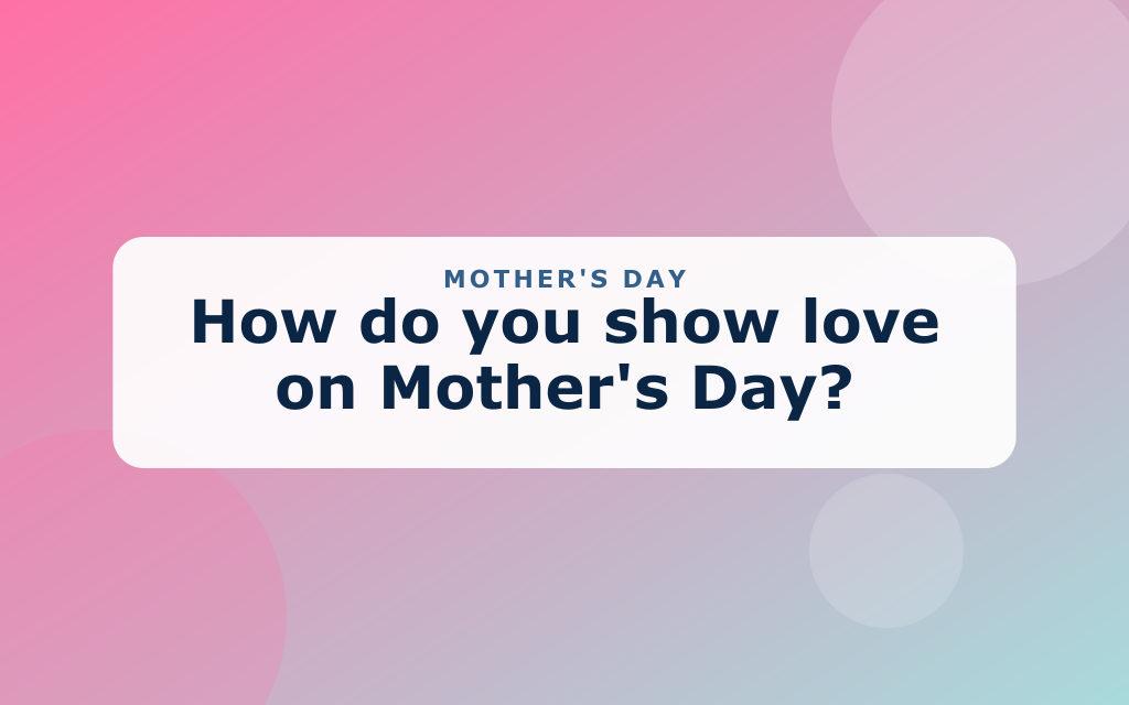 Cartoon Mother's Day scene with a child giving flowers to a mom