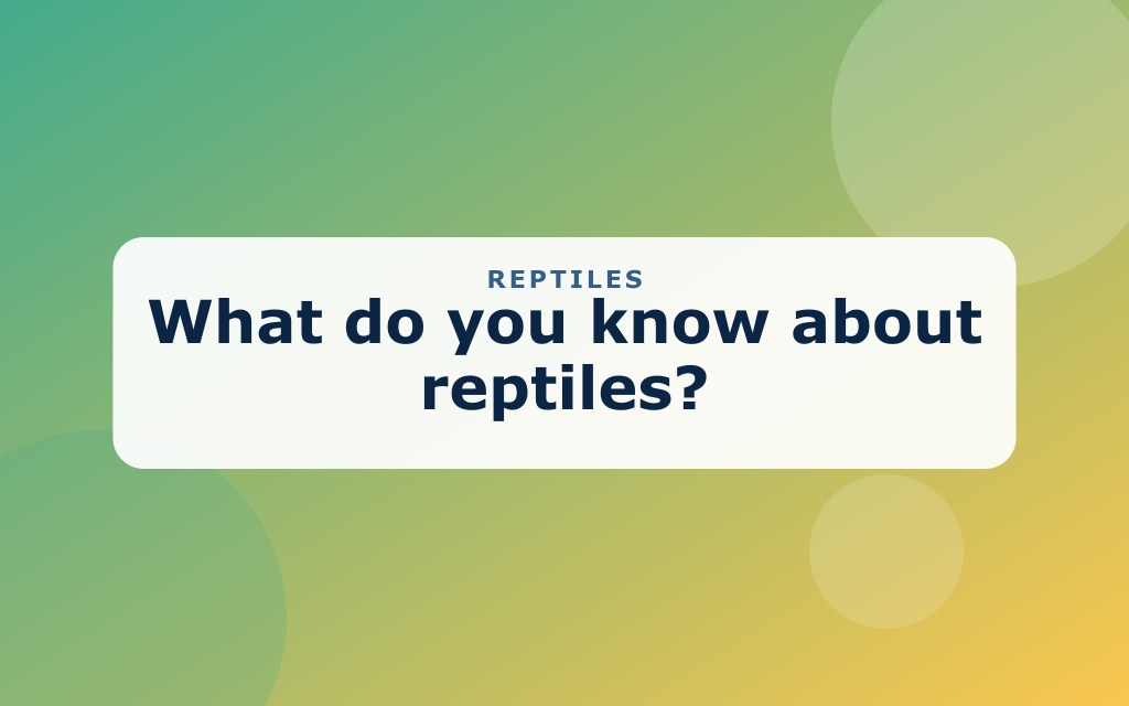 Cartoon reptiles including a lizard, snake, turtle, and crocodile