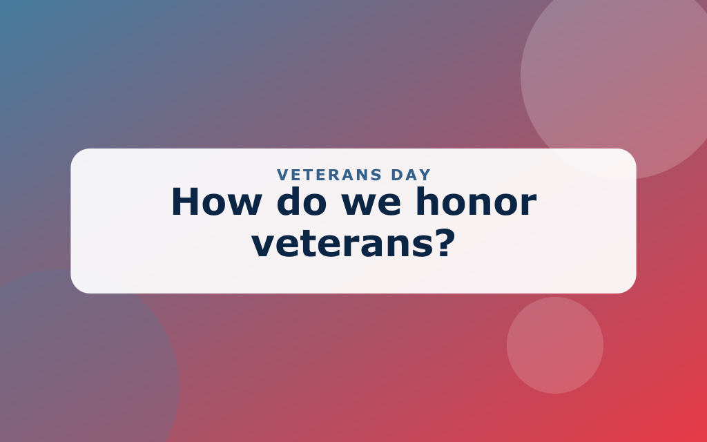 Cartoon Veterans Day scene with a flag, a medal, and a parade