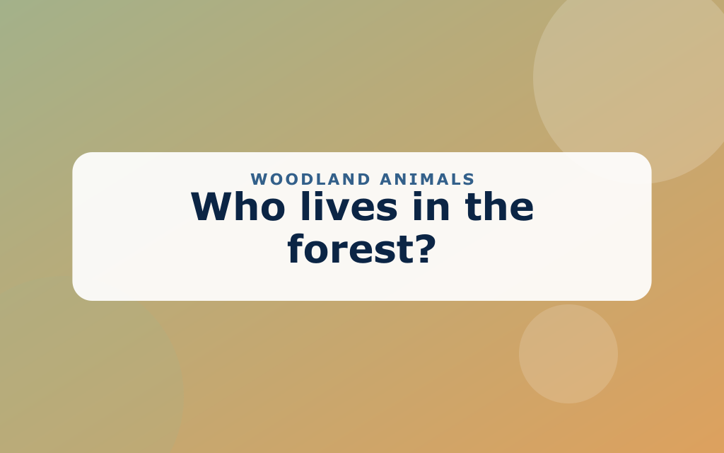 Cartoon woodland animals including a fox, deer, squirrel, and owl